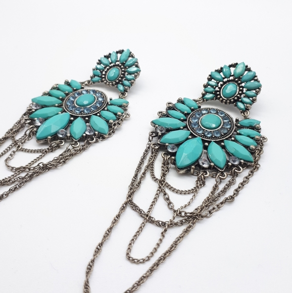 Turquoise chandelier earrings - Picture 2 of 3